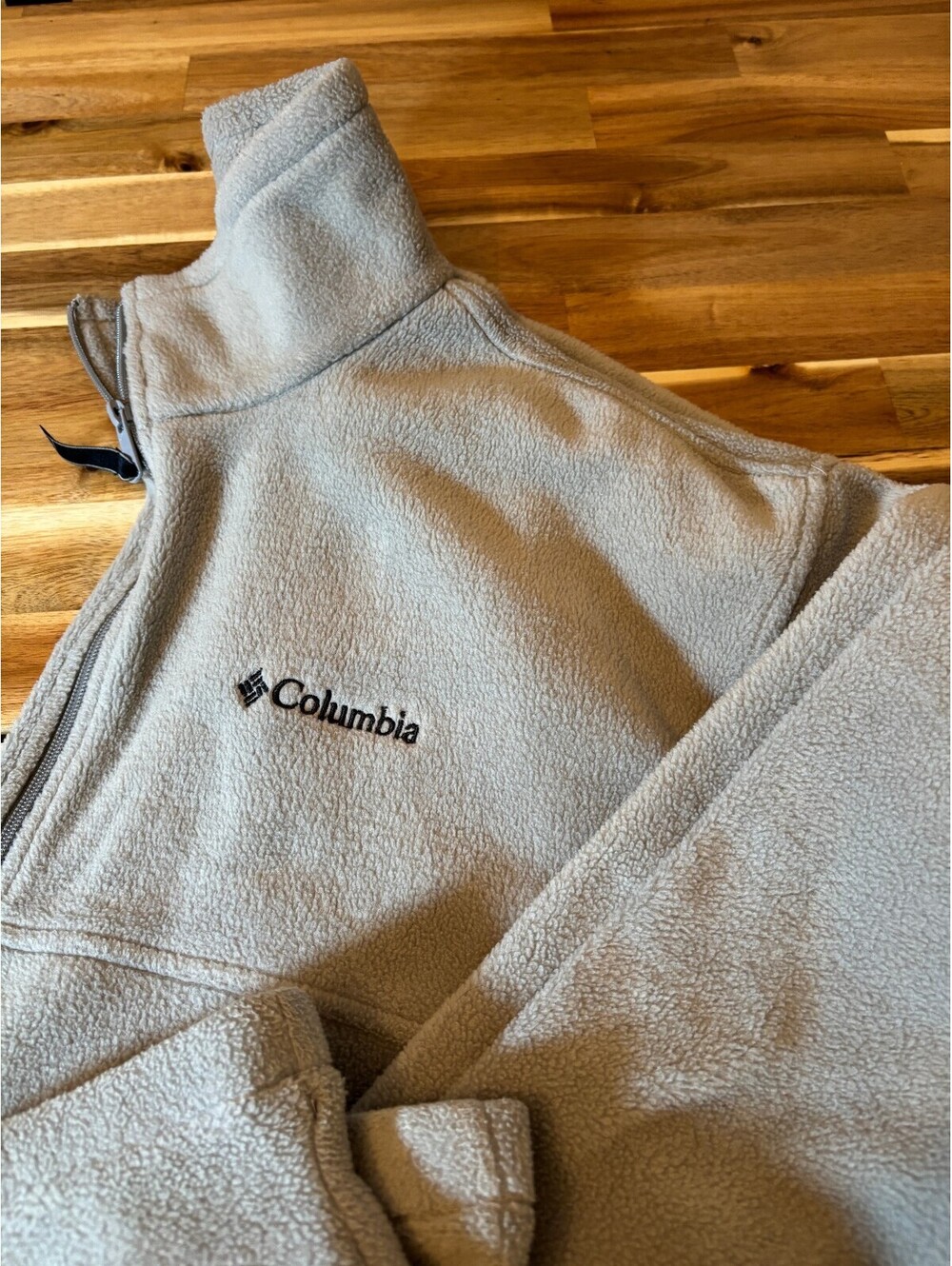 Columbia Mens XL Beige Full Zip Fleece Jacket Outdoor Hiking Gorpcore